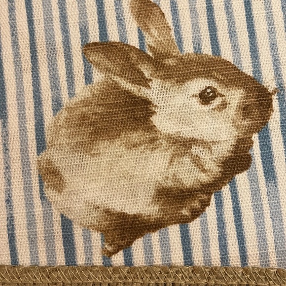 BUNNY HILL FARMS BHL Tablecloth Oblong 60" x 120'  Cotton Bunny Stripe Print NEW - Picture 6 of 11